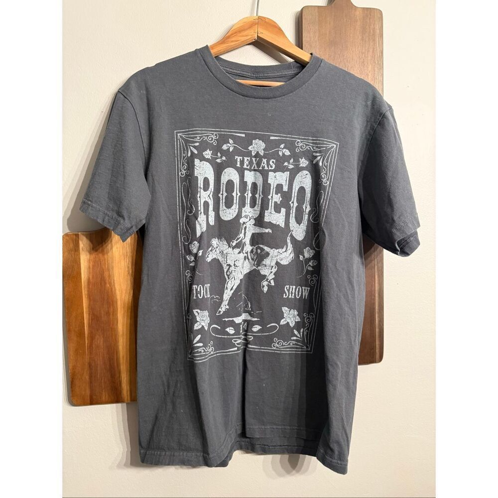 Social Culture Gray Texas Rodeo Western Graphic Short Sleeve Tee T-Shirt Medium